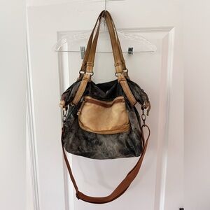 Anthropologie | Schuler & Sons denim and leather purse